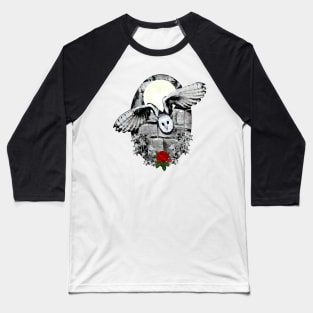 Flying Owl in the Moonlight Baseball T-Shirt